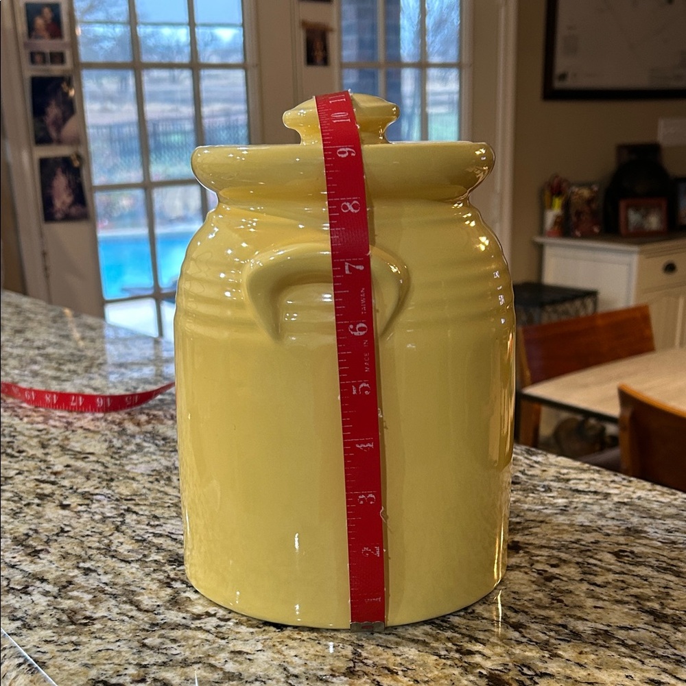 Gibson Houseware Large Yellow Ceramic Jar with Lid - Microwave & Dishwasher Safe - Picture 6 of 14